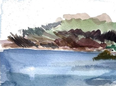 stage d'aquarelle : reflets de bord de mer méditerranéenne